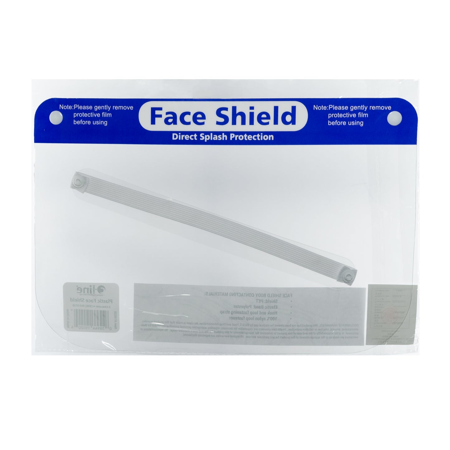 Plastic Face Shield, Clear, 1/EA (Set of 100 EA)