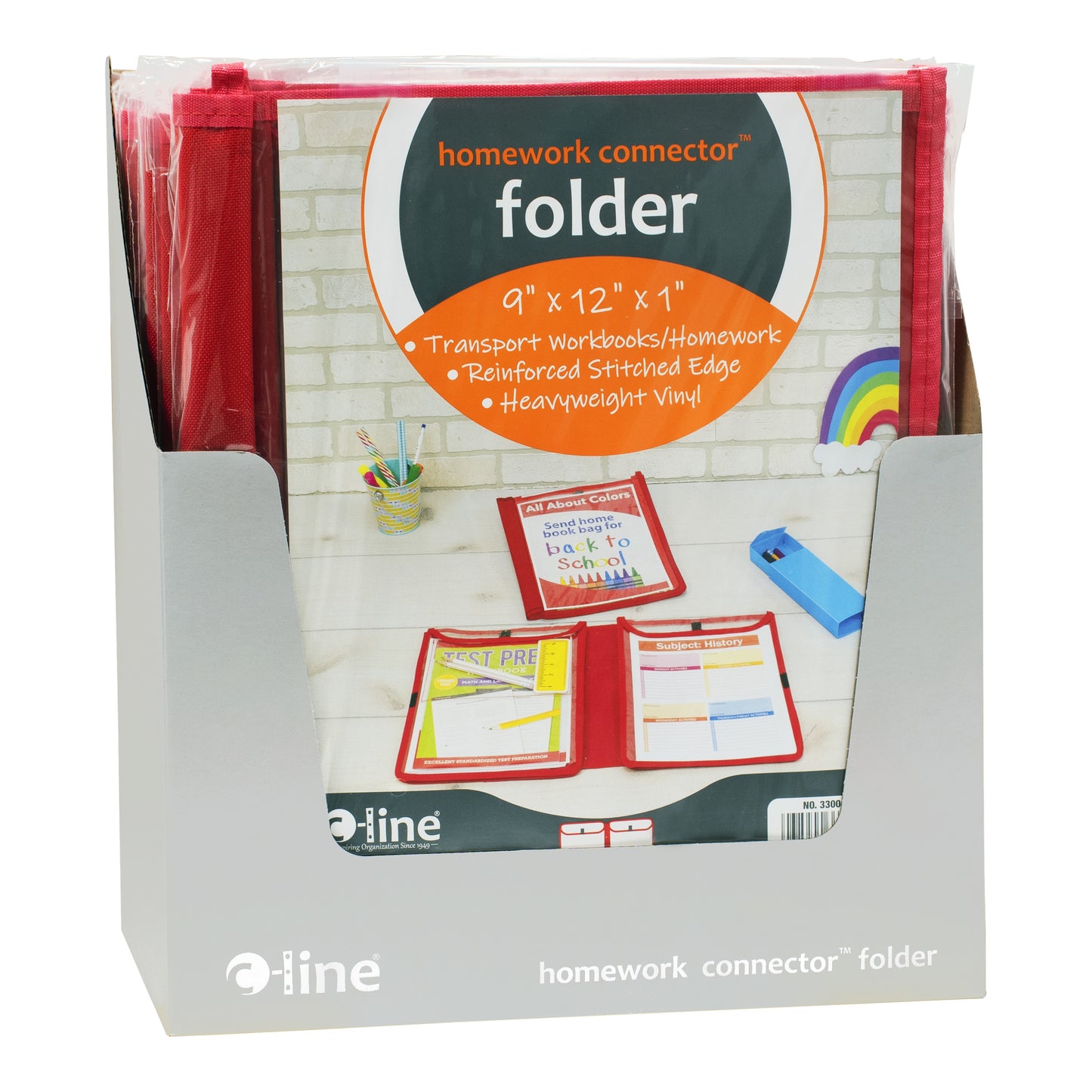 Homework Connector Folders, Red, 1/EA (Set of 24 EA)