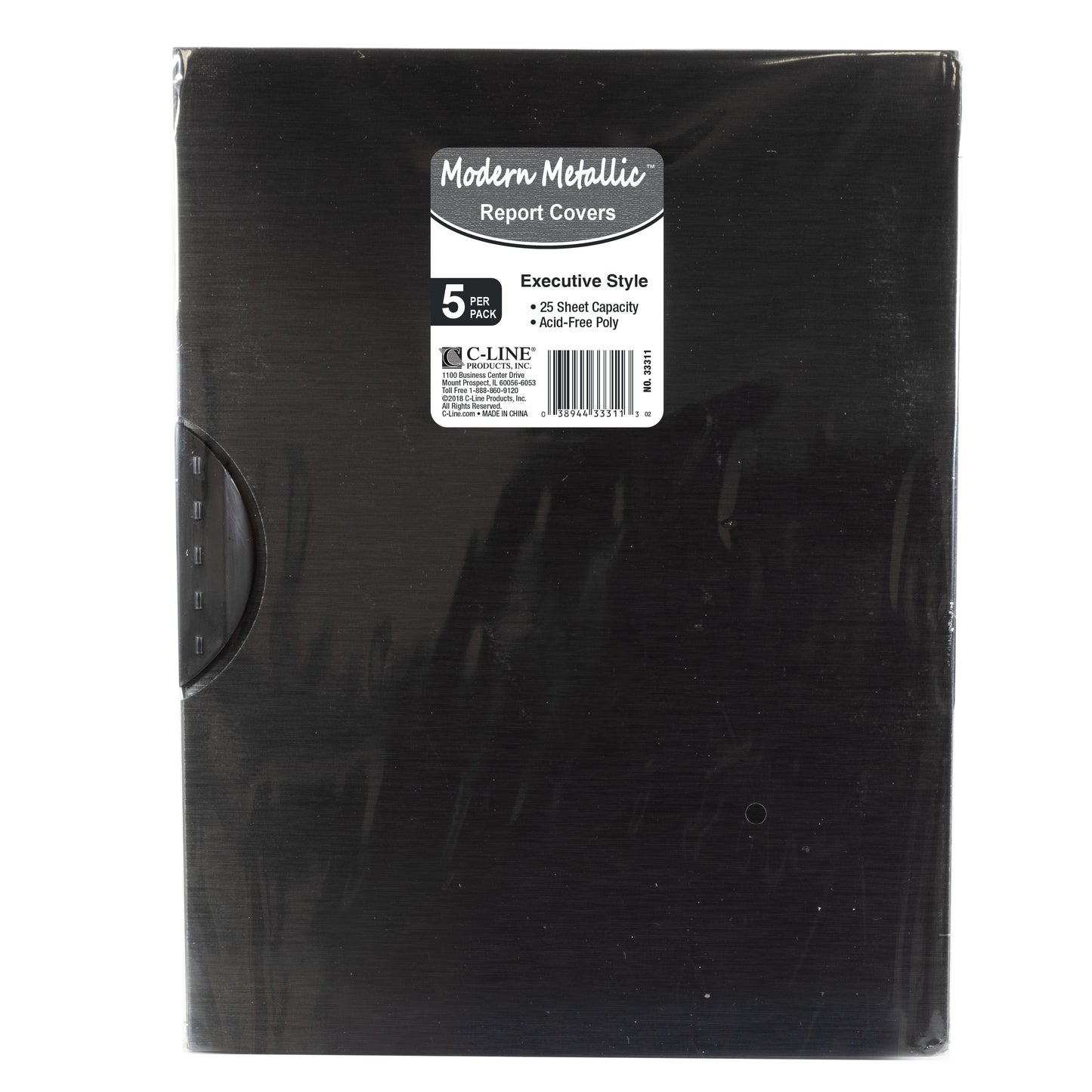 Modern Metallic Executive Style Report Cover, Brilliant Black, 5/PK, 33311