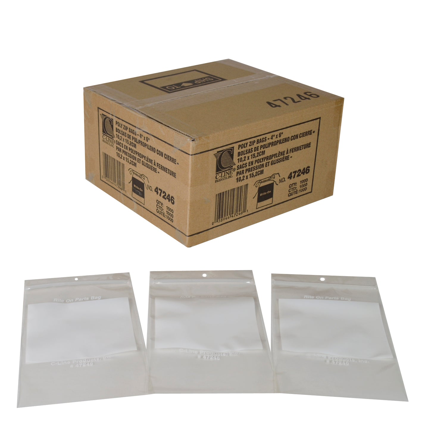 Write-On Poly Bags, 4 x 6, 1000/BX, 47246