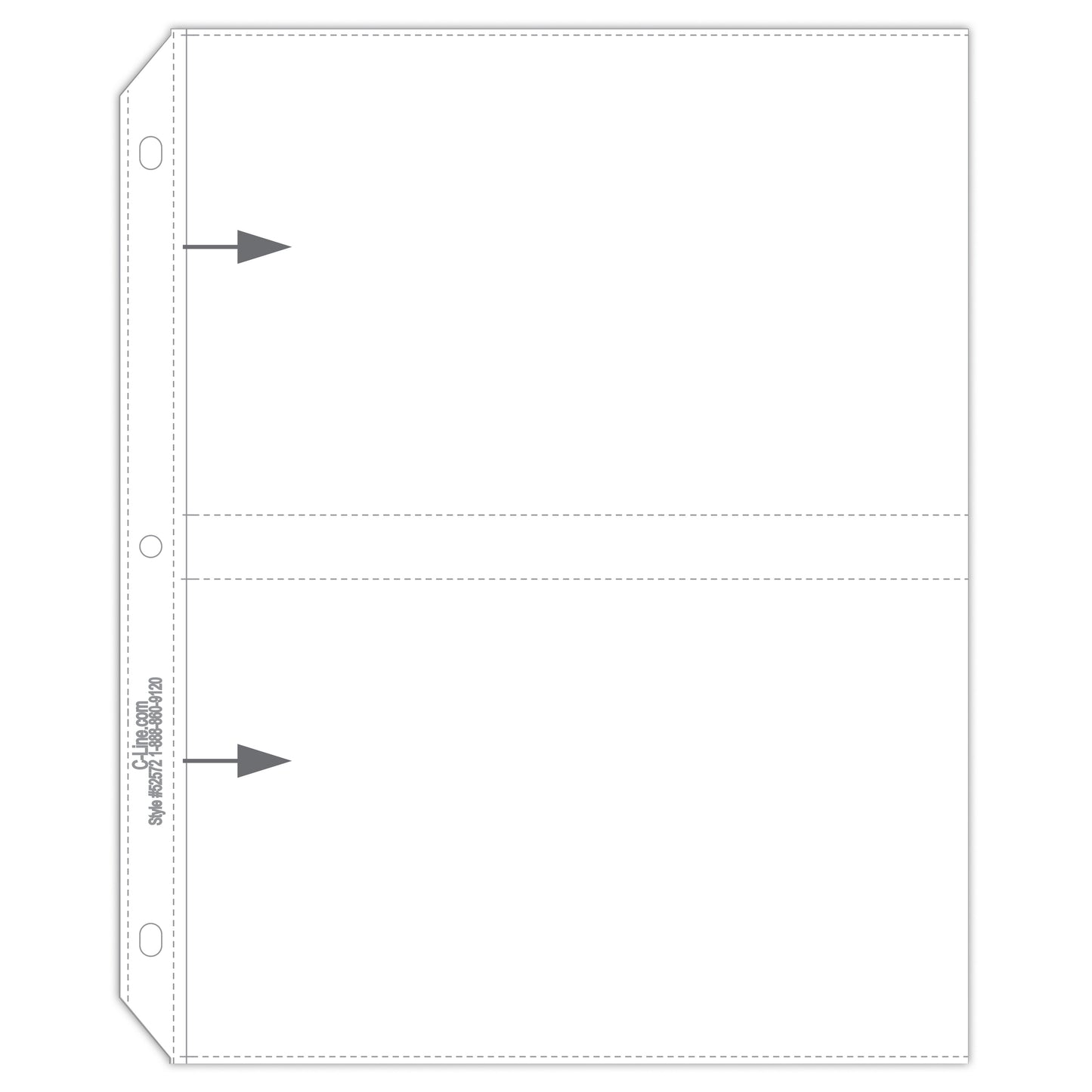 35mm Ring Binder Photo Storage Pages - 5 x 7, Traditional clear - side load, 11 1/4 x 8 1/8, 50/BX, 52572