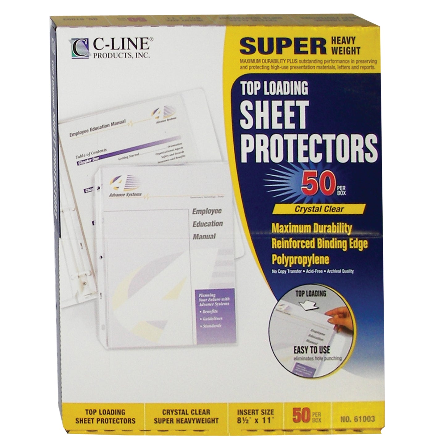Super Heavyweight Polypropylene Sheet Protector, clear, 11 x 8 1/2, 50/BX, 61003