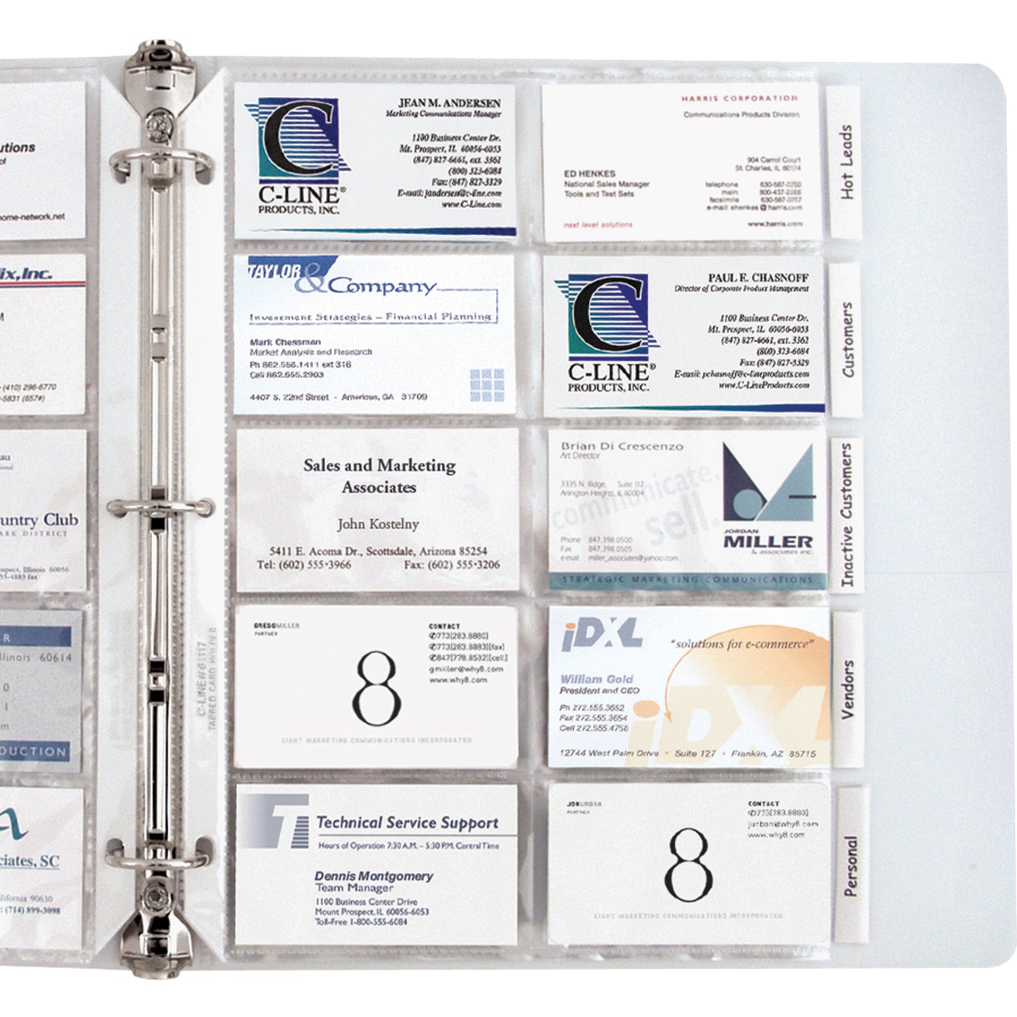 Business Card Holder, Poly with Tabs, Holds 20 Cards/Page, 11 x 8 1/2, 5/PK (Set of 5 PK)