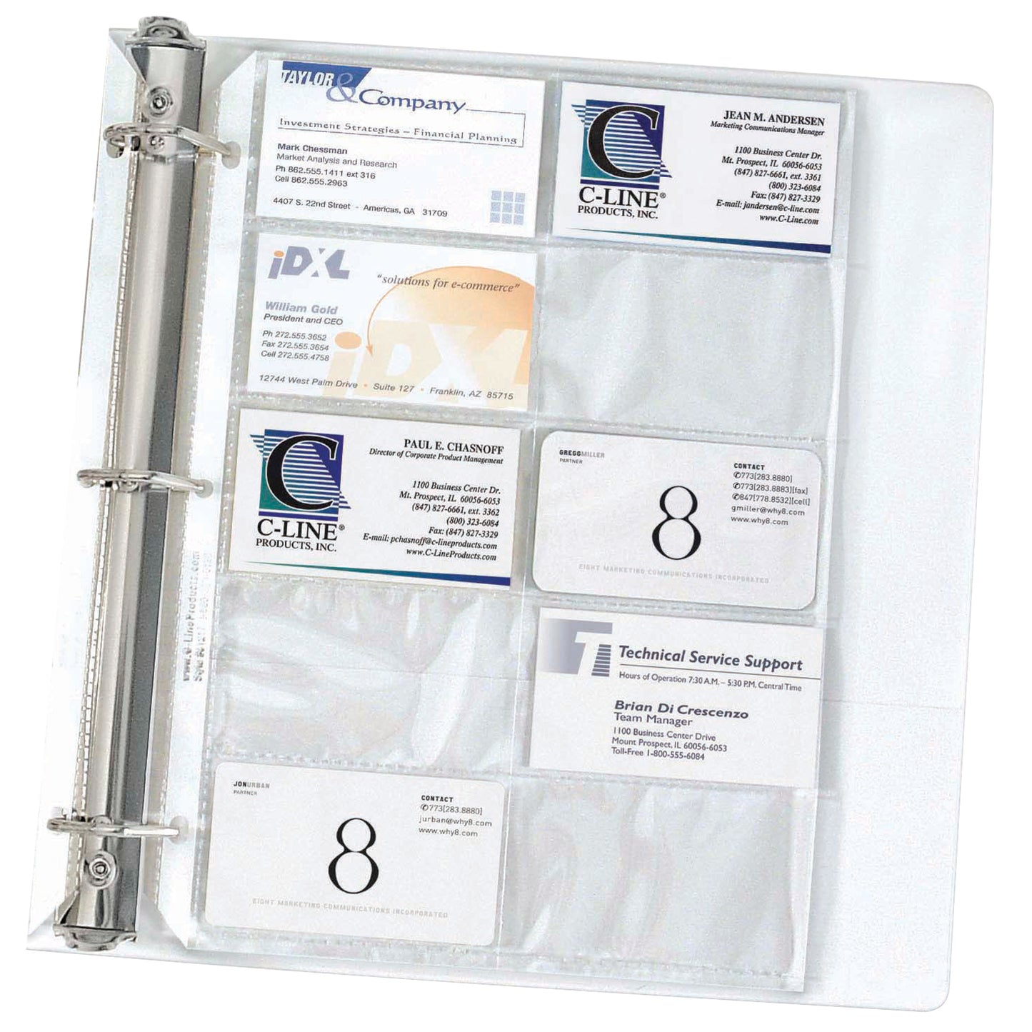 Business Card Holder, Poly without Tabs, Holds 20 Cards/Page, 11 1/4 x 8 1/8, 10/PK (Set of 5 PK)