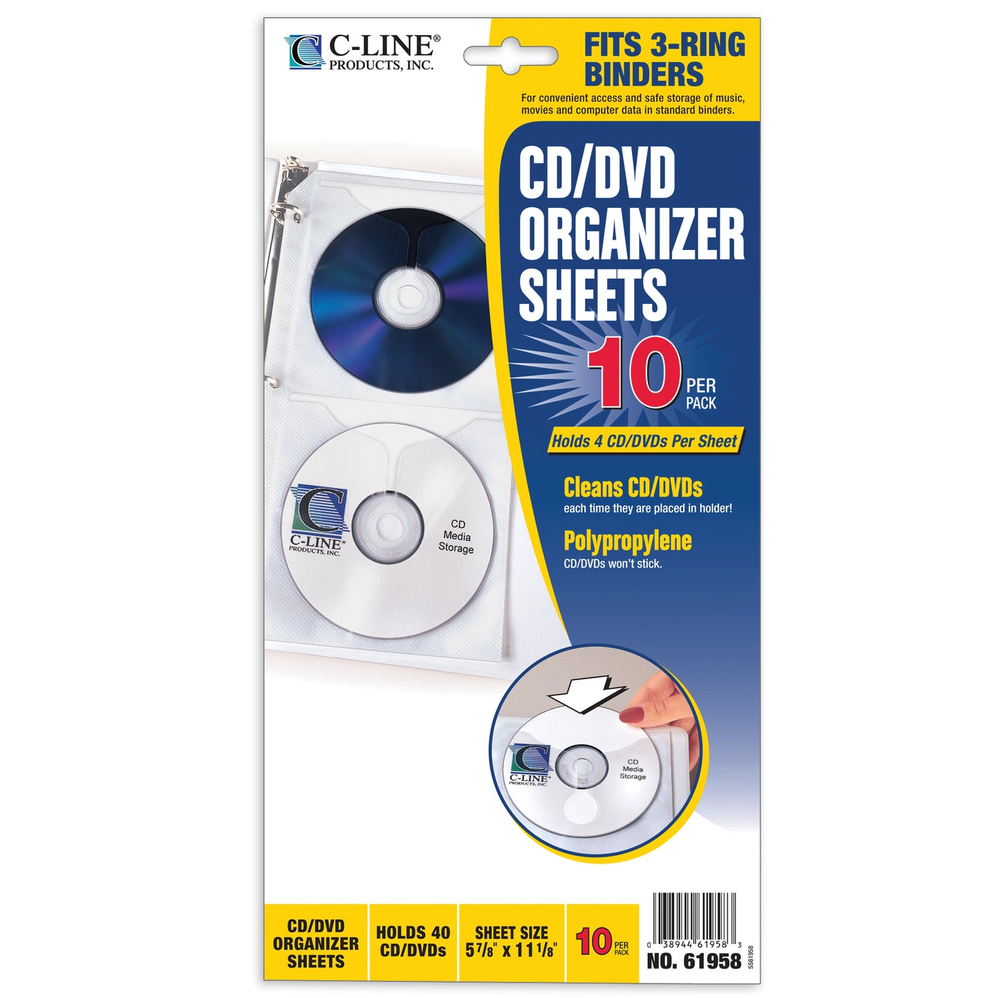 Deluxe CD Ring Binder Storage Pages, Standard, Stores 4 CDs, 5 13/16 x 11 1/16, 10/PK (Set of 5 PK)