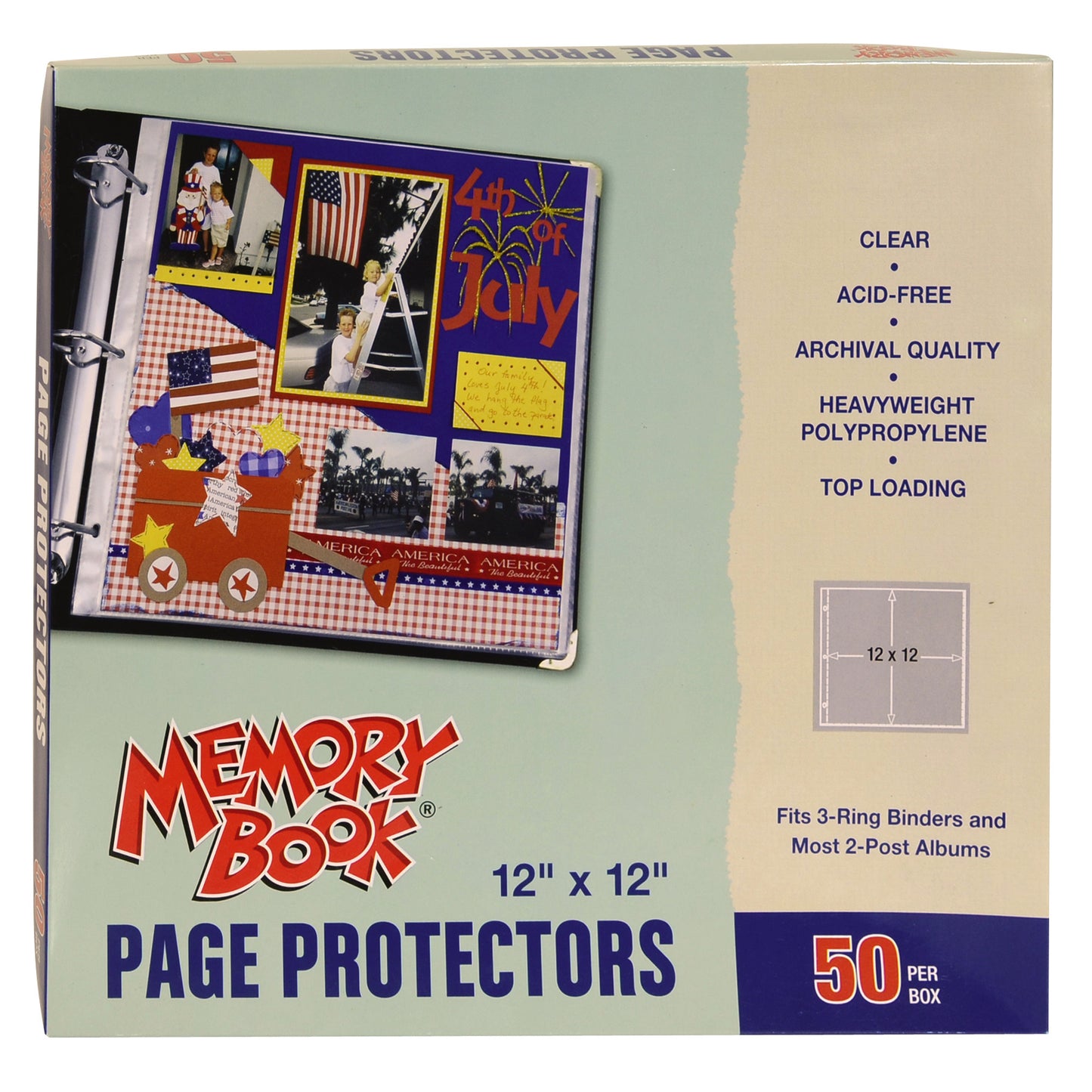 Memory Book - 12 x 12 Scrapbook Page Protectors, top loading, clear, 50/BX, 62227