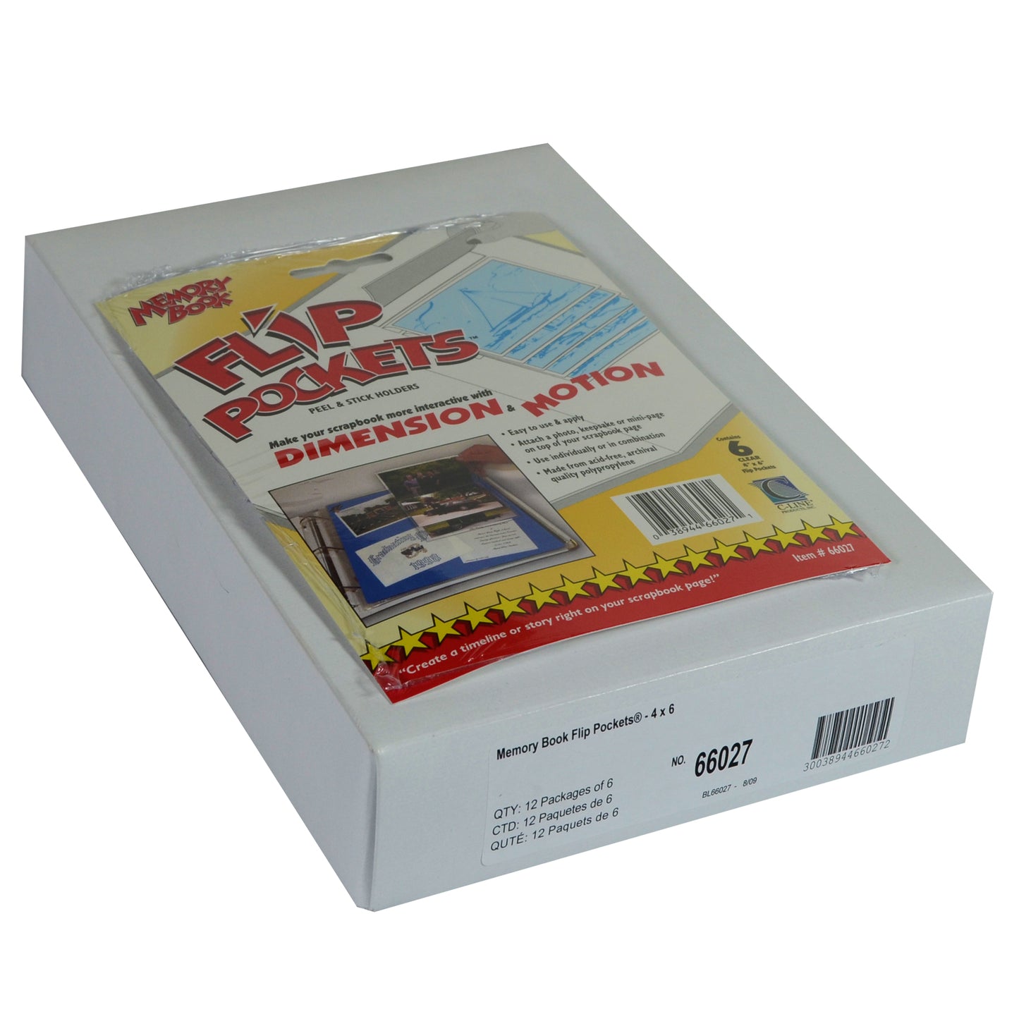 Memory Book Scrapbook Flip Pocket, Clear, 6/PK (Set of 12 PK)