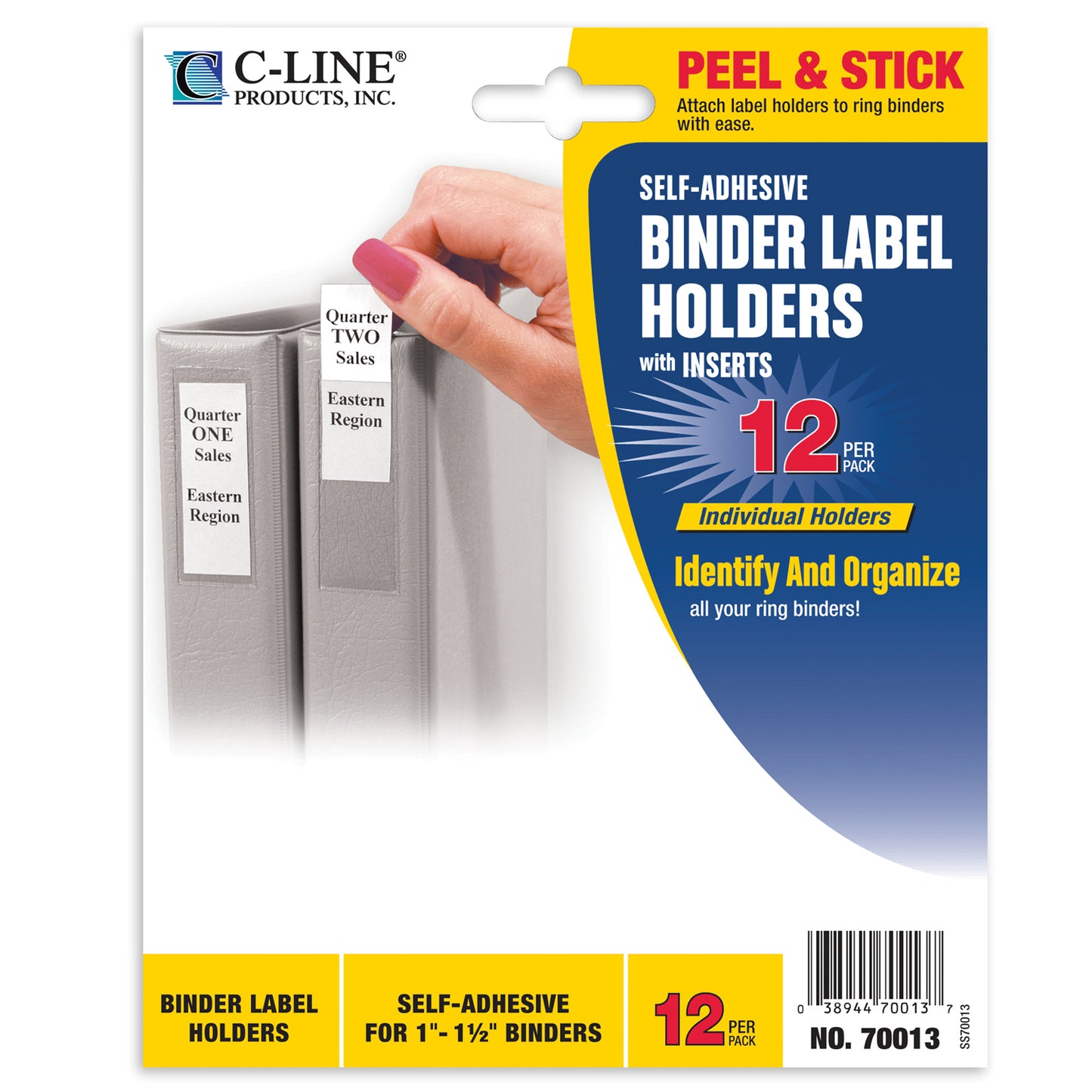 Self-Adhesive Binder Labels, 1 1/2 Inch Binders, 3/4 x 2 1/2, 12/PK (Set of 5 PK)