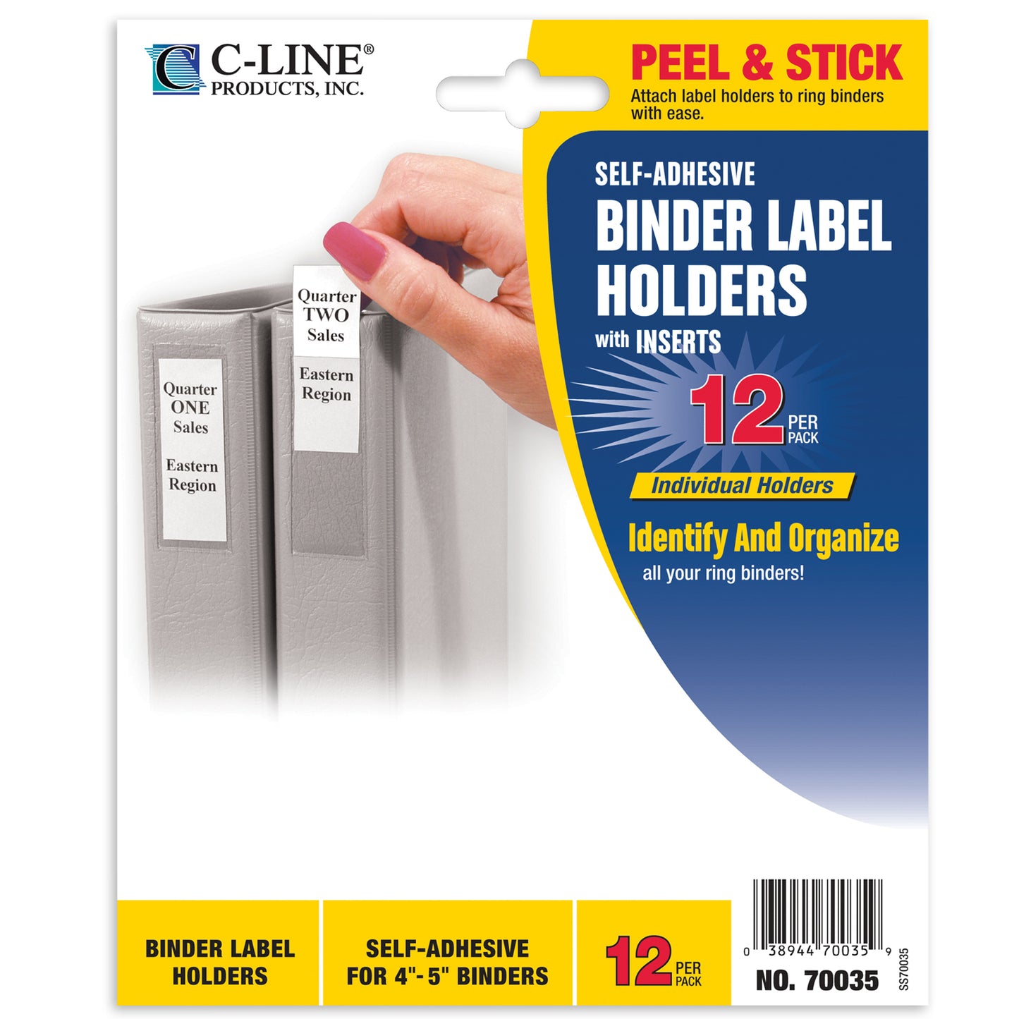 Self-Adhesive Binder Labels, 4-5 Inch Binders, 2-5/8 x 3-5/8, 12/PK (Set of 5 PK)