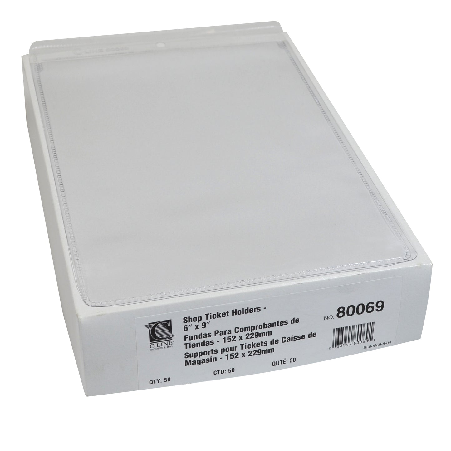 Vinyl Shop Ticket Holder, both sides clear, 6 x 9, 50/BX, 80069