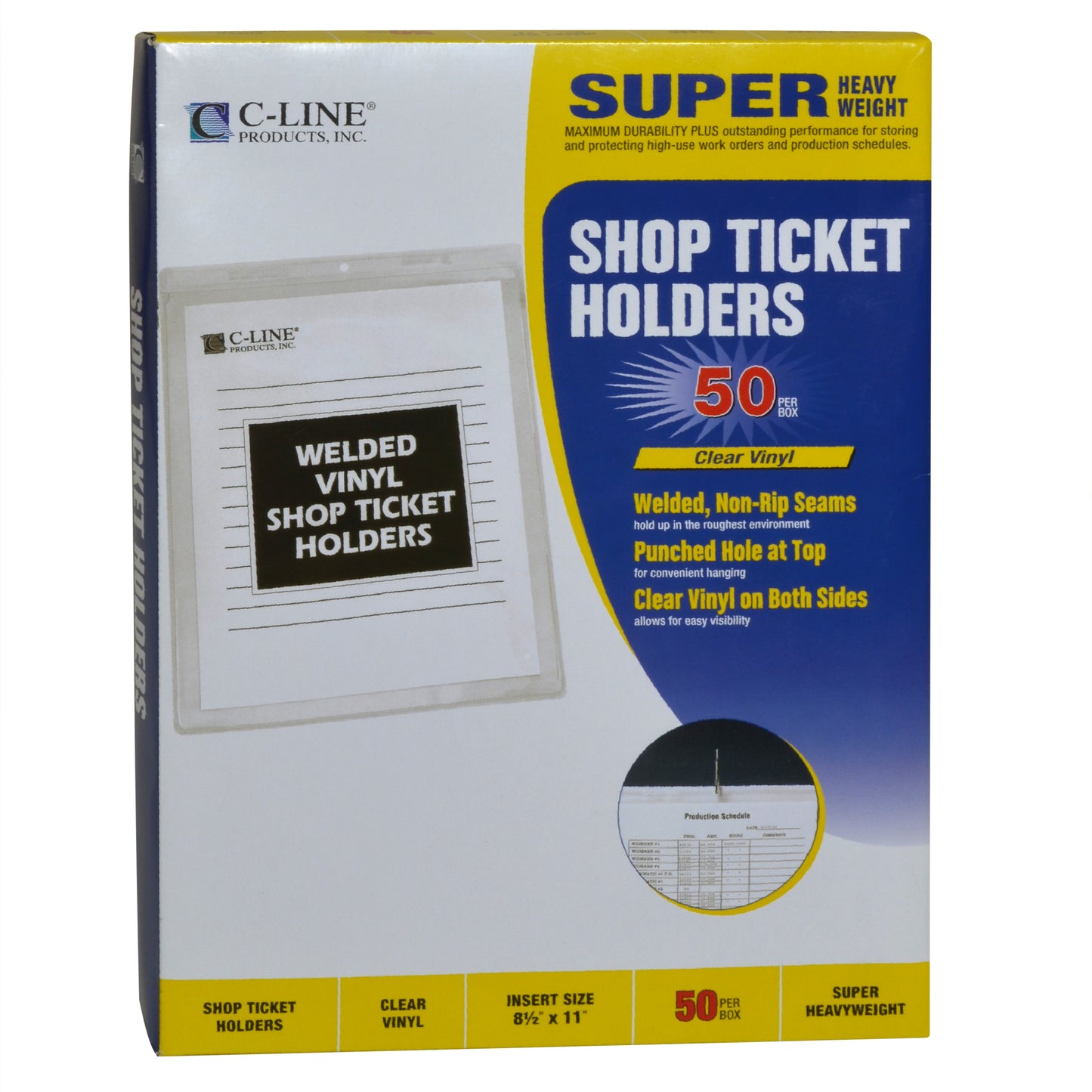 Vinyl Shop Ticket Holder, both sides clear, 8 1/2 x 11, 50/BX, 80911