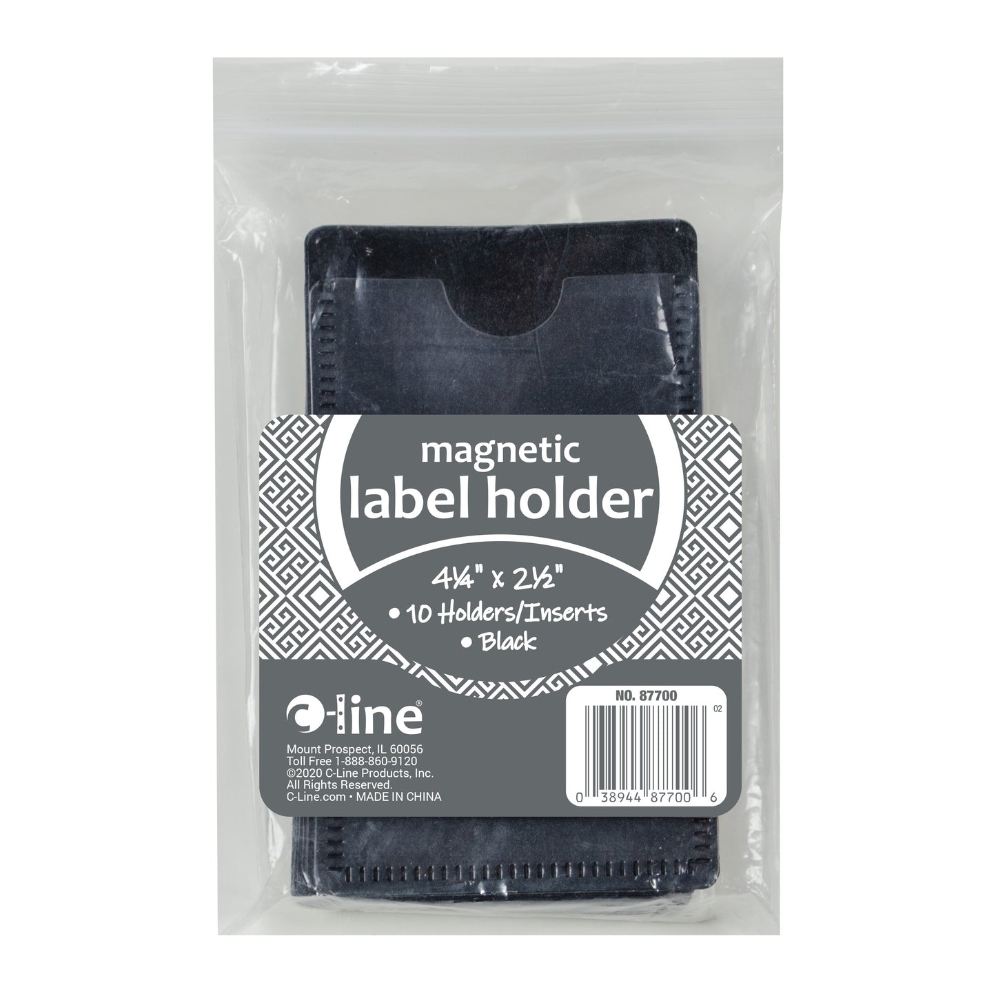 Slap 'N Go Magnetic Label Holders, Side Load, 4-1/4 X 2-1/2, Black, 10/PK