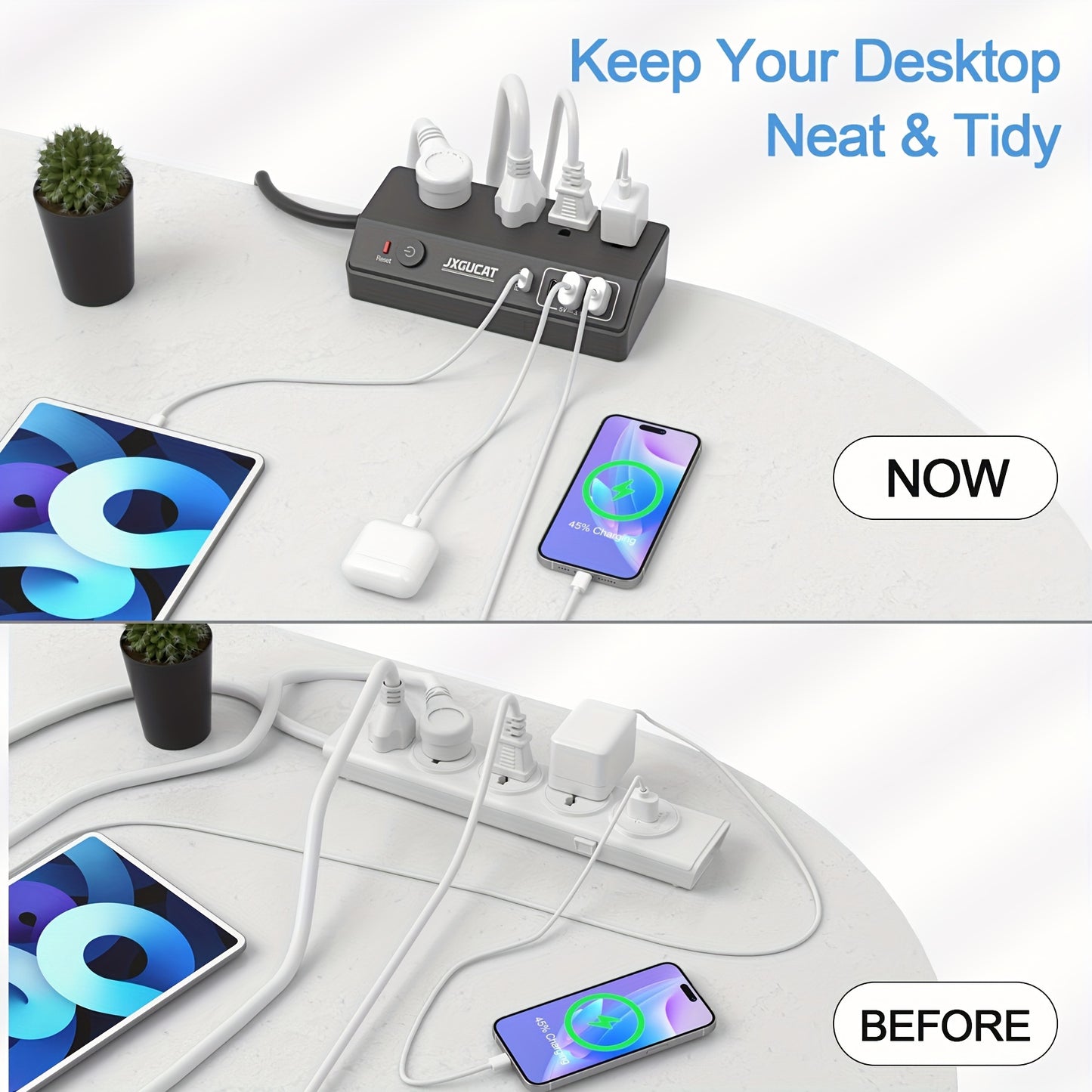 Desk Clamp Power Strip with USB-C PD 20W Fast Charging