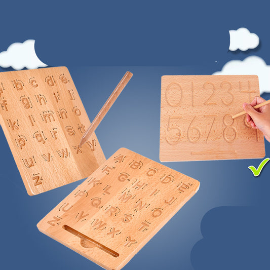 English Alphabet Board Number Solid Wood Groove