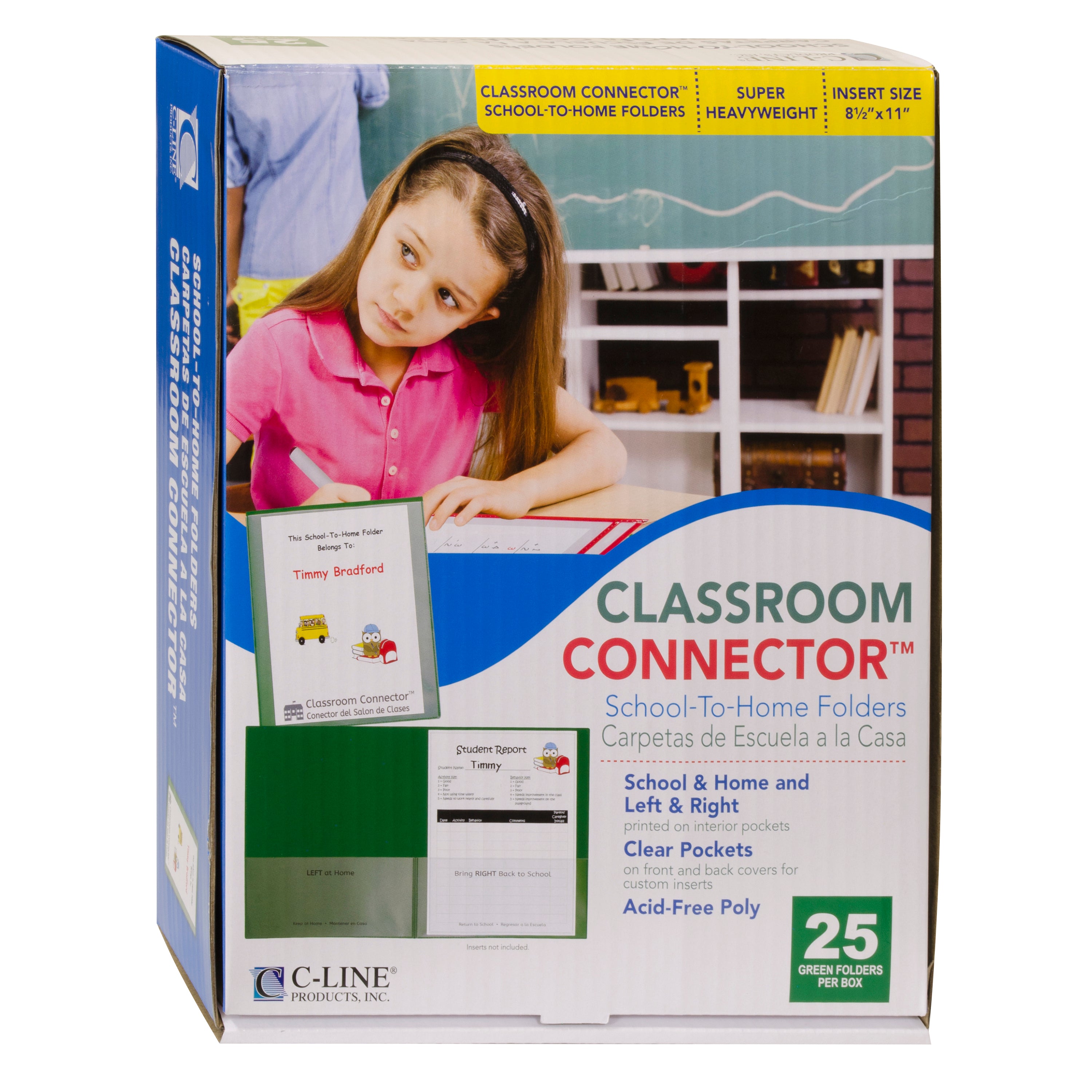 Classroom Connector Folders, Green, 25/BX, 32003 – Centurybusinesssolutions