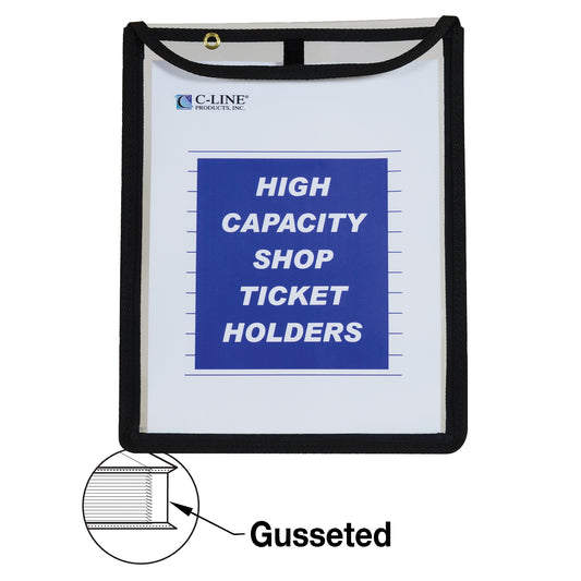 Shop Ticket Holder, Gusseted, Stitched, both sides clear, 9 x 12 x 1, 15/BX, 39912