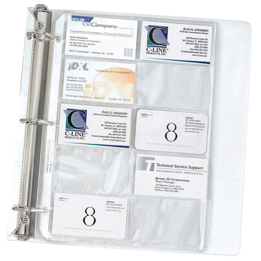 Business Card Holder, Poly without Tabs, Holds 20 Cards/Page, 11 1/4 x 8 1/8, 10/PK (Set of 5 PK)