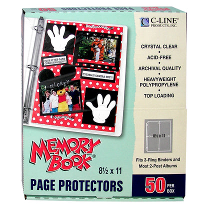 Memory Book 8-1/2 x 11 Scrapbook Page Protector, top load, clear, 50/BX, 62077