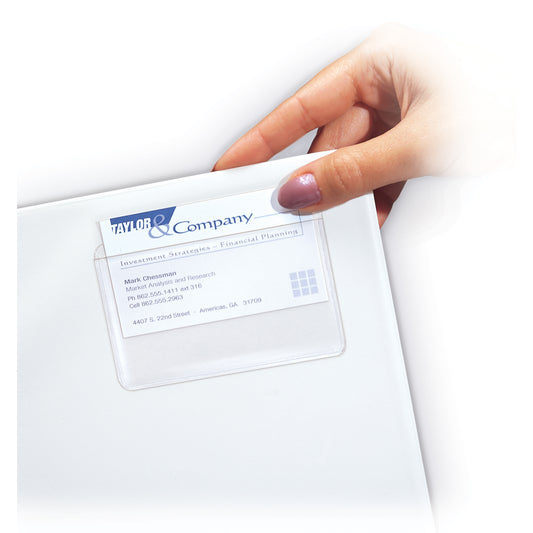 Self-Adhesive Business Card Holder, Top Load, 2 x 3 1/2, 10/PK (Set of 5 PK)