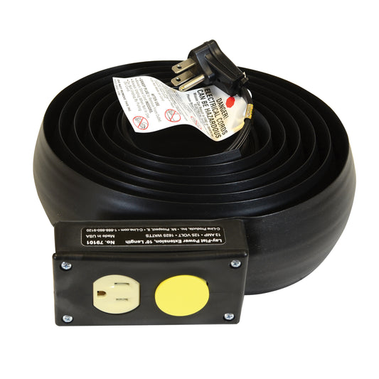 Lay-Flat Power Extension and Cord Cover, Black, 10 Ft., 1/PK, 79101