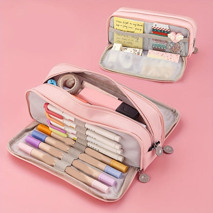 Large-Capacity Three-Layer Pencil Case