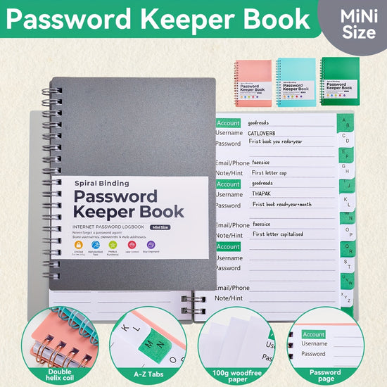 Compact Password Keeper Journal  Alphabetical CollegeRuled Secure Logbook