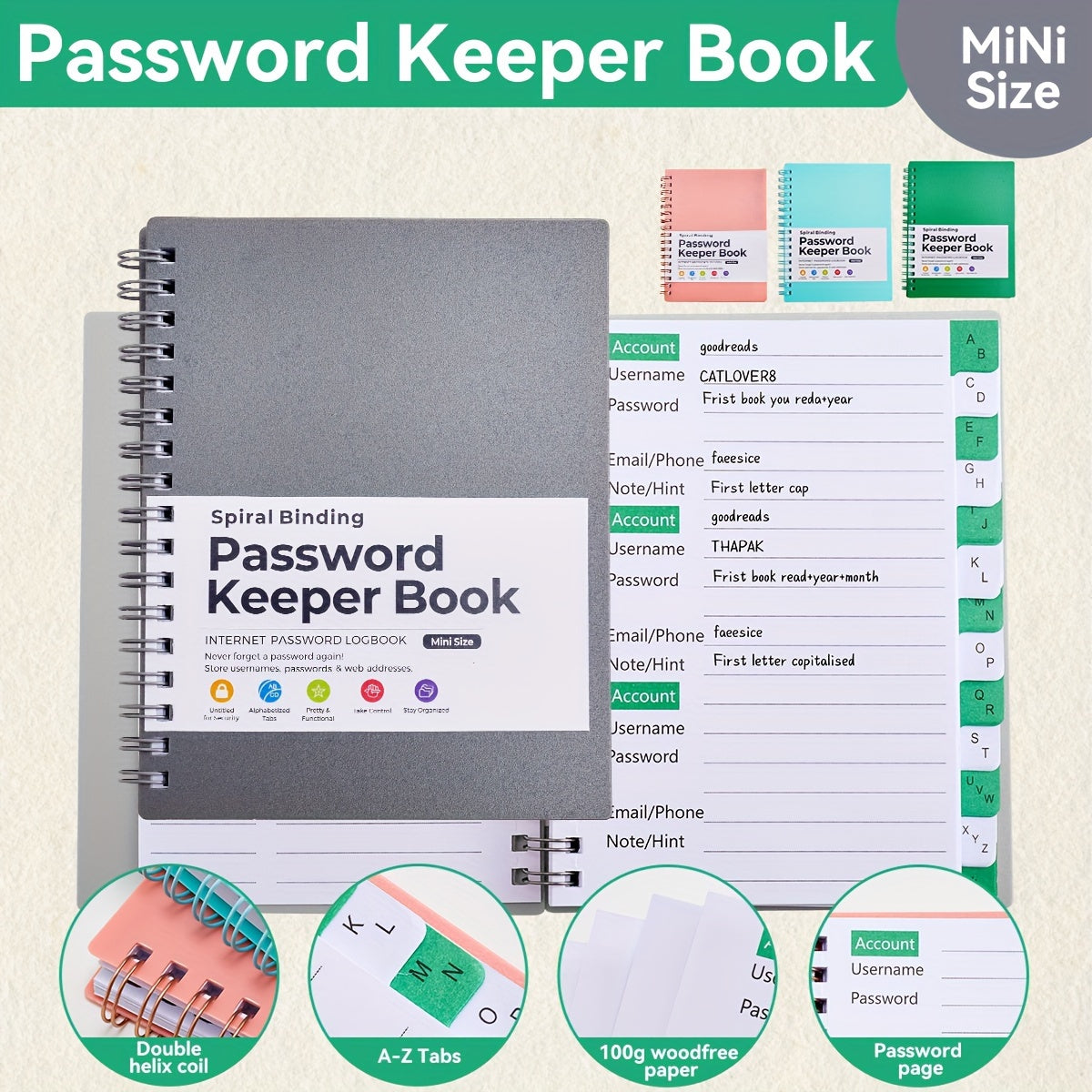 Compact Password Keeper Journal  Alphabetical CollegeRuled Secure Logbook